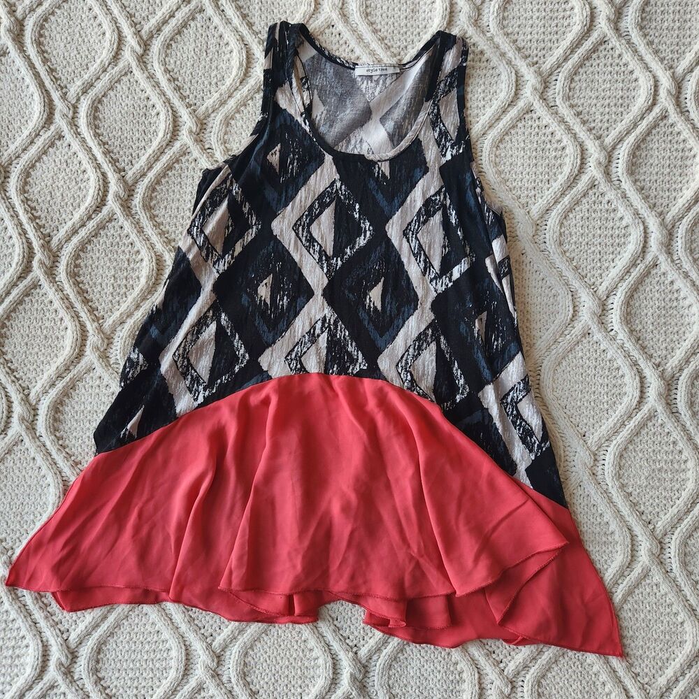 Y2K Coral Blue Grey Flowy Mesh Tank Size M